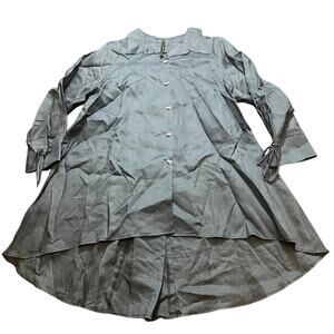 IC‎ by Connie K Jacket Large Blue Linen button front boho back zip lagenlook